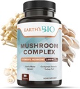 Zemes biosēņu papildinājums Complex 2600 mg per Serving, 90 Caps, ar Organic Lion's Mane Mushroom, Turcija Taile, Enoki Agaricus, White Potton & Oyster Mushroom - Atmiņas un imūnās atbalsts
