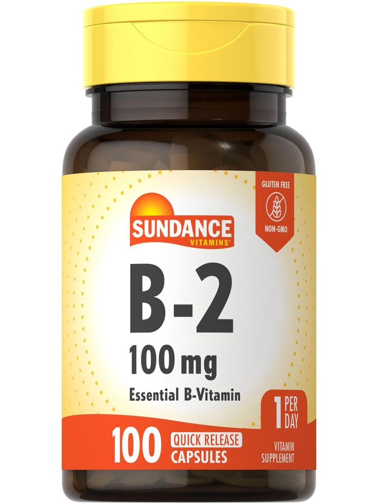 Sundance vitamīns B-2 -100mg -100 Kapsulas - essential Vitamīnu papildinājums -- Non-GMO un bez lipekļa formula