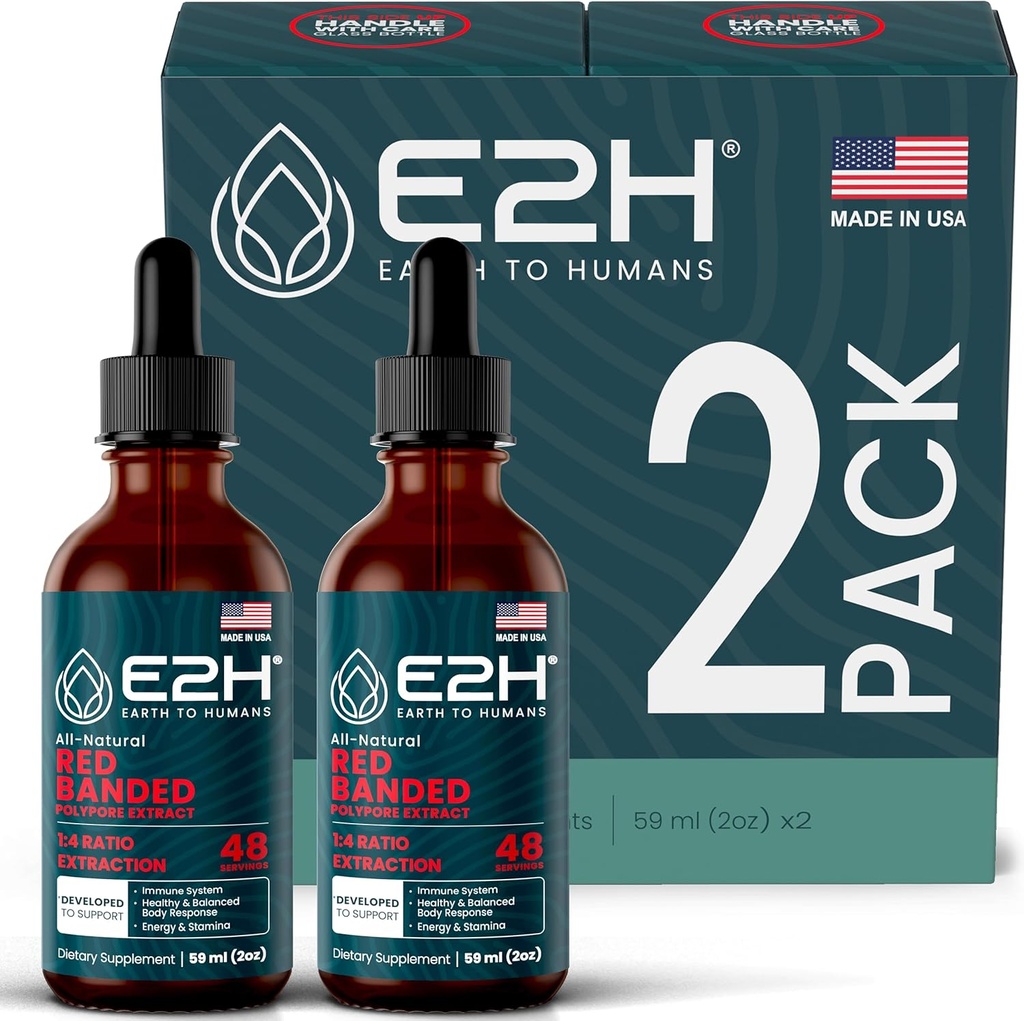 E2H sarkans Banded Polypore ekstrakts - Sēnes Papildformula Imūnsupport, gremošanas veselība, enerģija un dabas imunitāte Boost (2 pudeles)