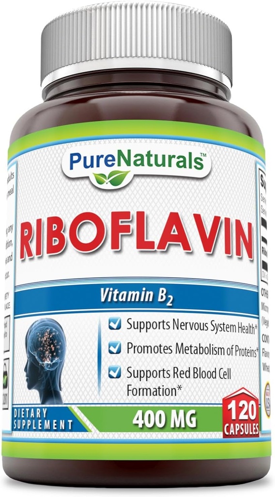 Tīra dabas Riboflavin 400 Mg 120 kapsulas