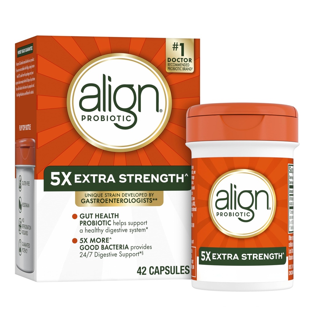 Izlīdzināt probiotikas, Extra Strength, Probiotikas sievietēm un vīriešiem, Probiotikas vīriešiem, Probiotikas kapsulas ir 5X KVV, 42 kapsulas
