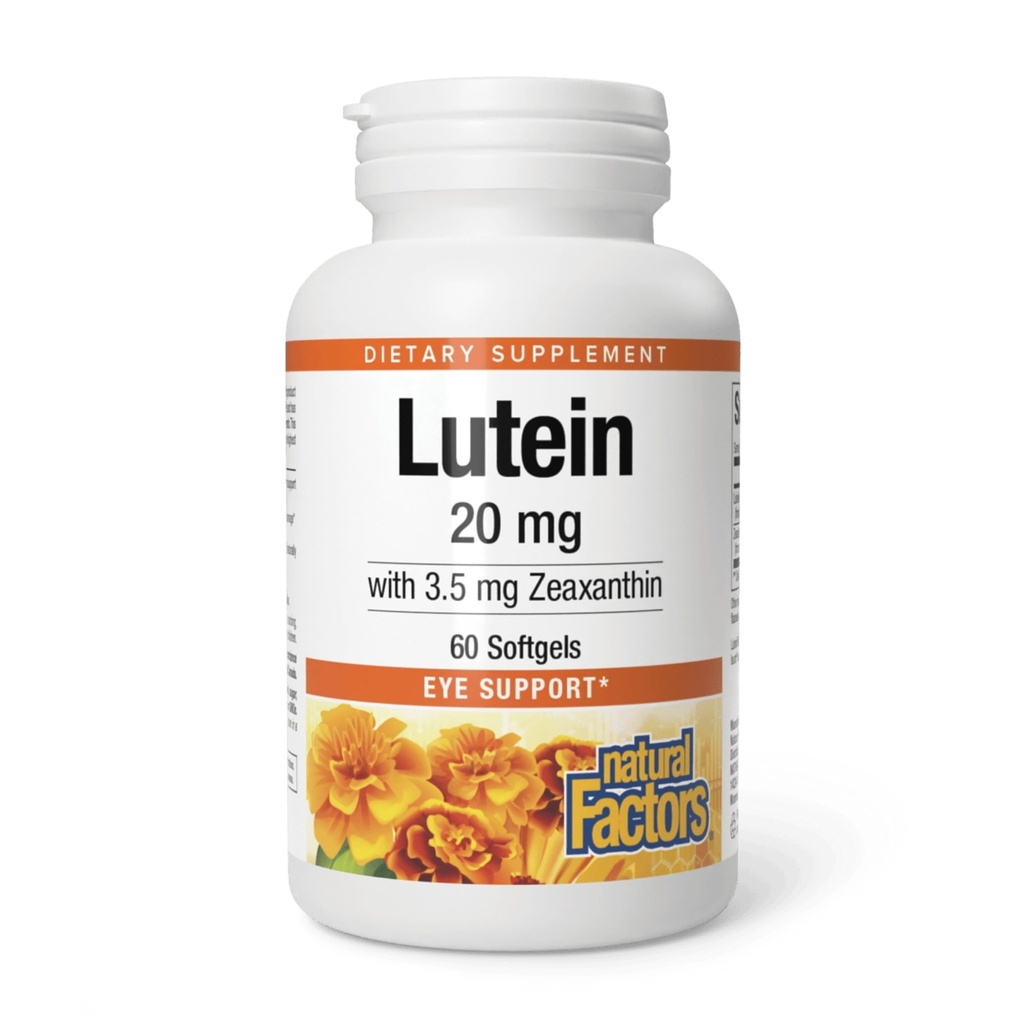 Dabas faktori - luteīns 20mg, dabas antioksidants, lai atbalstītu acu veselību, 60 Soft gels