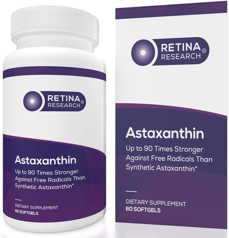 Dabas Astaksantīna Acu vitamīns 10mg - papildinājumi, lai atbalstītu acu veselību - līdz 90 reizes spēcīgāks nekā sintētisko - Formulēti ārstu - 3 Party Sertificēts - 60 Softgels