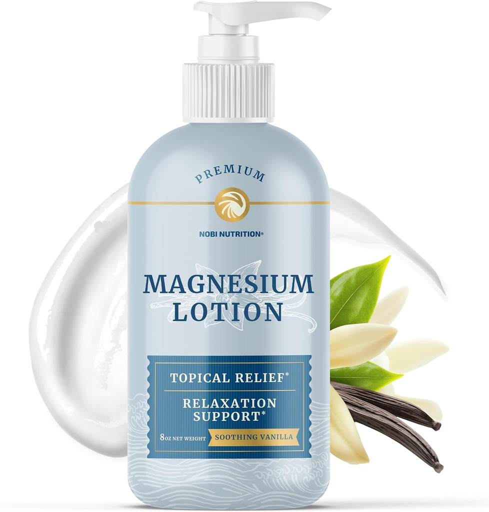 Magnija losjons, lai atvieglotu muskuļu Krampji & Soreness  , Calming & Recovery Support, Muskuļu Relaksācija , Aktuāls magnija krēms kāju krampjiem , , Maksimālā Absorbcija , ar Shea sviests , 8 fl oz.