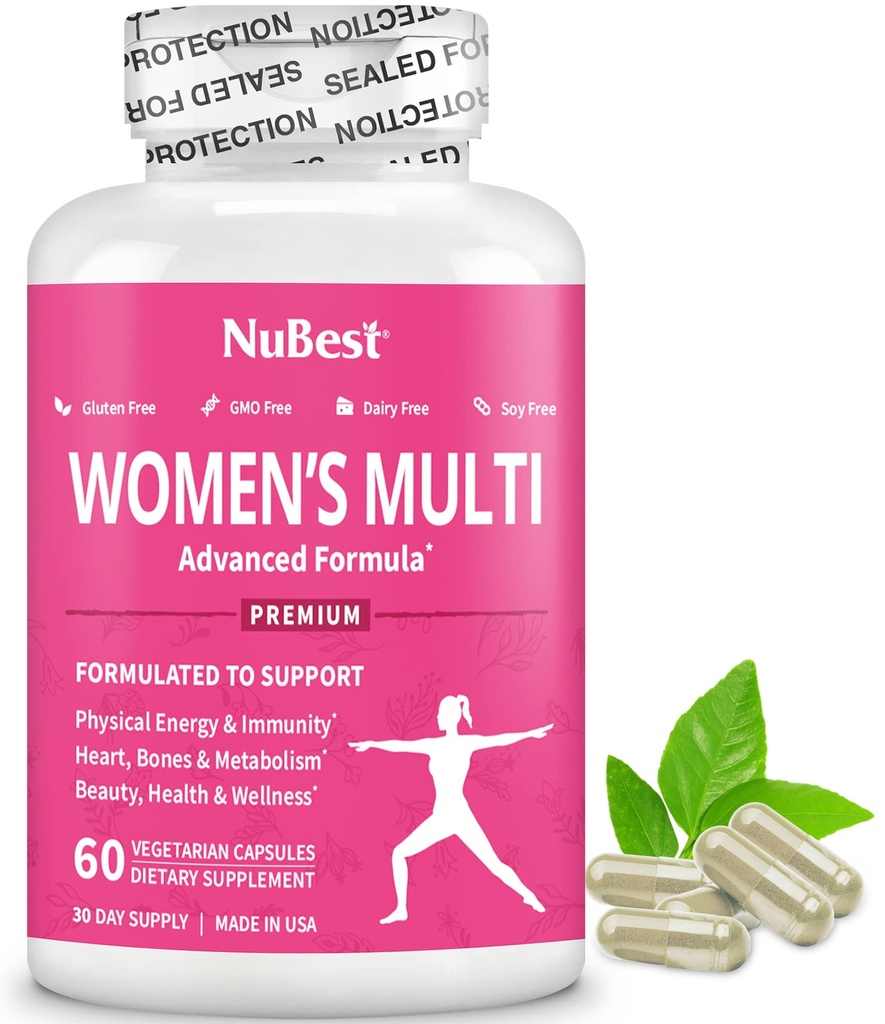 Multivitamīni sievietēm ar 39 galvenajiem uzturvielām, esenciāliem vitamīniem, minerālvielām, ragkazām, Maca, Wild Yam, sarkano āboliņu, dzērveņu, arginīna, augu valsts papildbarību, 60 vegānu kapsulas, 1 mēnesis Supply
