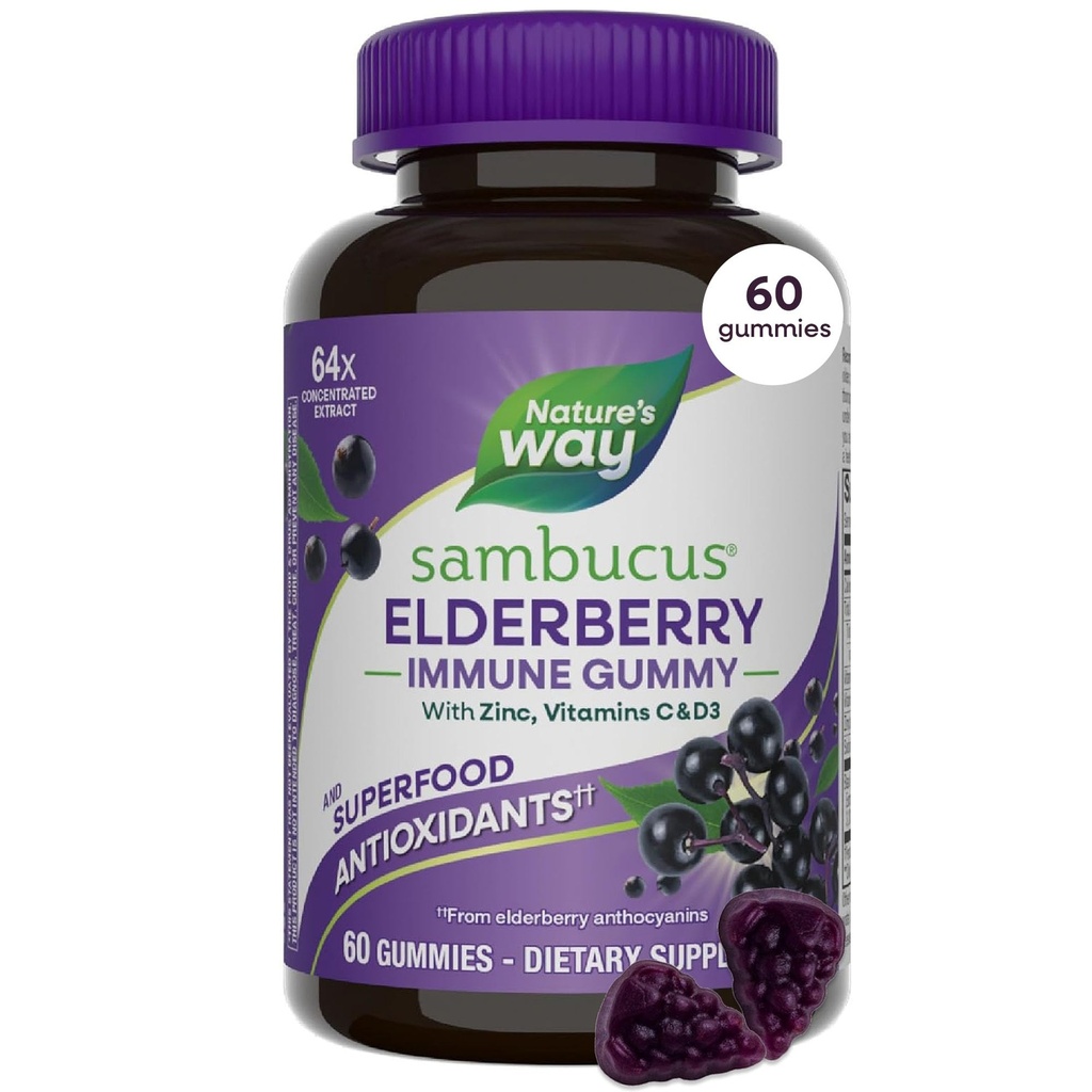 Nature's Way Sambucus Elderberry Gummies for Immune Support* Ages 4+, 60 ct