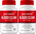 Genesis Asins Tīras Kapsulas - Advanced Formula Papildinājums maksimālā stipruma - dabas asinsvada tīrītājs, GenesisBlood Clean Pills, GenesisBloodClean Pastillas Atsauksmes (2 Pack)