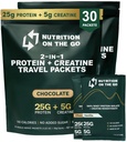 Uzturs uz Go Whey Olbaltumvielas Izolāts Packets ar kreatīnu – 25g Olbaltumvielas + 5g Kreatīns – viena serve Travel Olbaltumvielu pulveris - Variety Pack (Vanilla & Chocolate) (30-Pack)