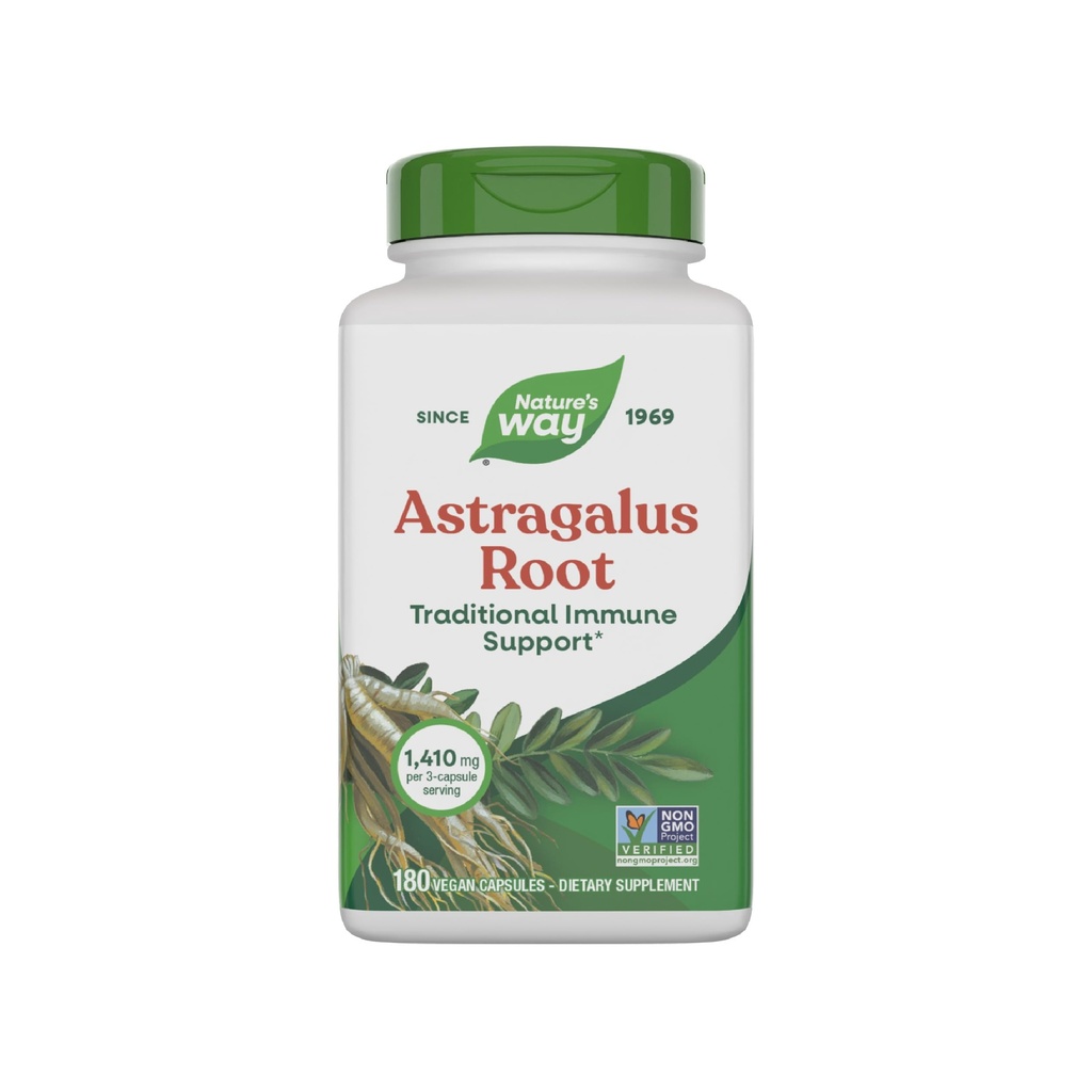 Dabas ceļš Astragalus Sakne, tradicionālais imūnais atbalsts*, 1,410 mg uz 3-kapsulu Servē, Ne-ĢMO projekts apstiprināts, Vegan 180 kapsulas (iepakojums May Vary)
