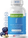 VEZE Resveratrol papildinājums 600mg 60 Kapsulas & 60 Kalpojumi - Ražots ASV Dabīgs un organisks Resveratrol - Bagāts ar antioksidantiem un Trans Resveratrol labiekārtots atbalsts - Premium Organic Resveratrol