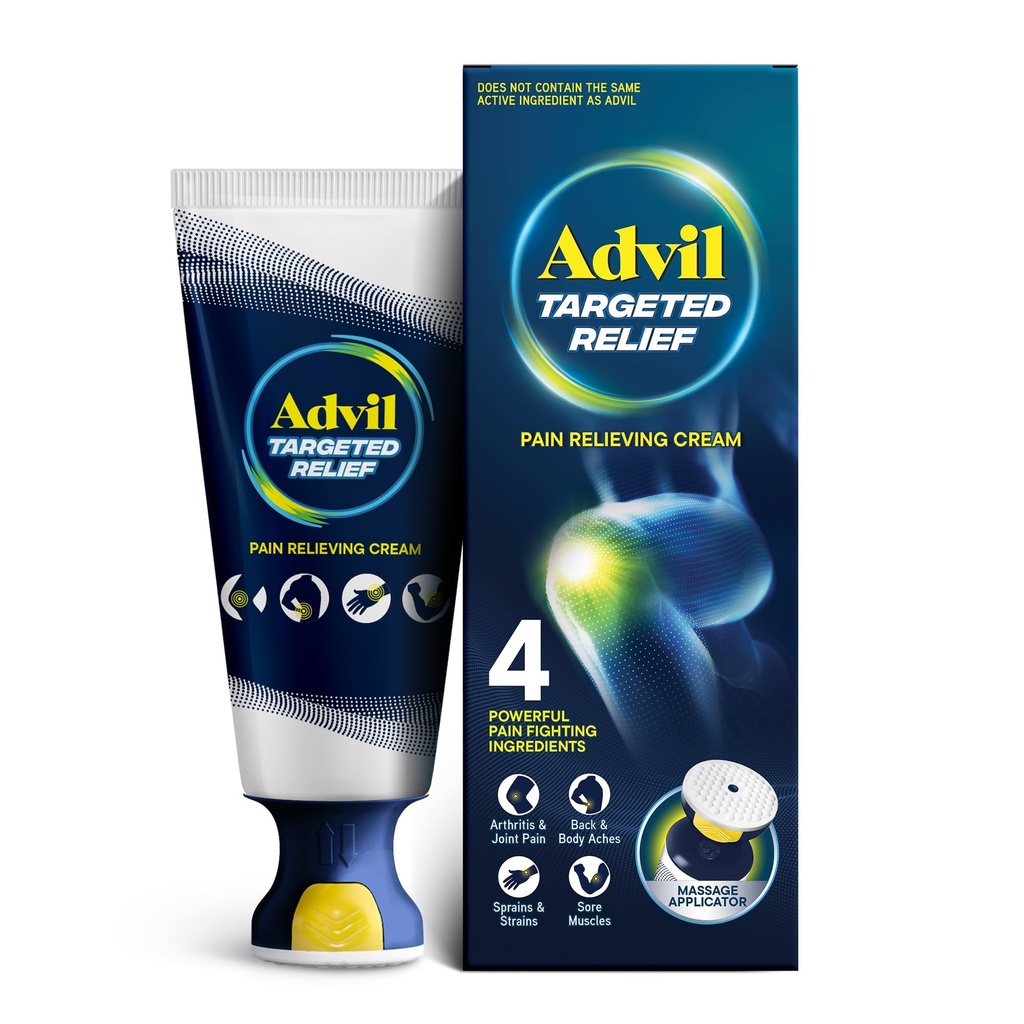 Advil mērķa Reliefing sāpes Reliefing Cream ar masāžas Aplikators, līdz 8 stundām spēcīgs atvieglojums Minor Artrīts sāpes, locītavu sāpes, lejasdaļas sāpes un muskuļu sāpes, 2,5 oz