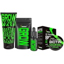 Beard Growth Kit w/ 2X Biotin Beard Balzams vīriešiem & Mustache Wax + GROW 11- in-1 Vīrieši Šampūns & Kondicionieris (hair Growth Šampūns vīriešiem w/Biotin) + GROW Sejas matu augšanas eļļa (Ražots Amerikā)