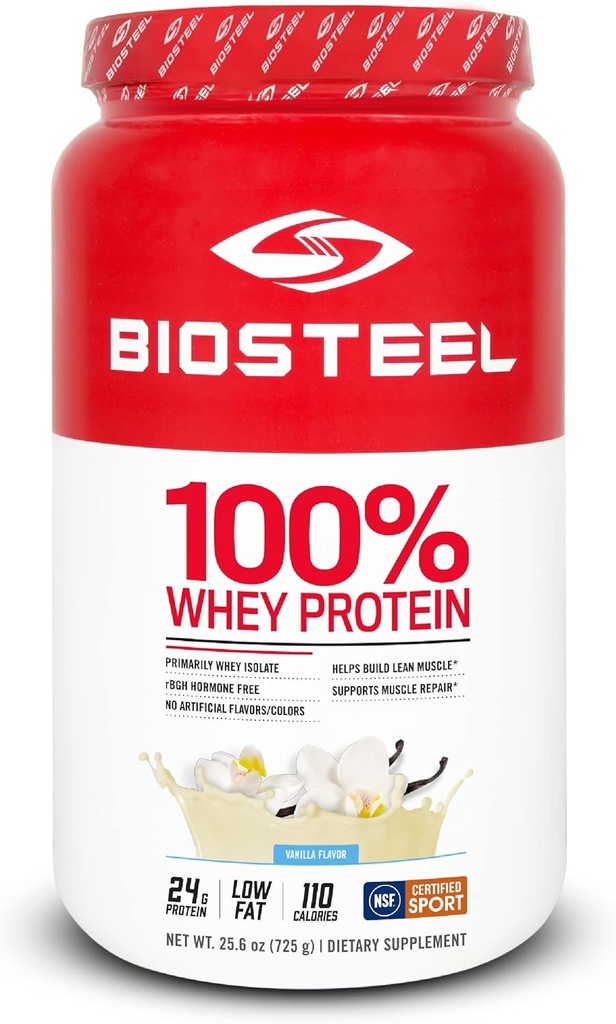 BIOSTEEL 100% Sūkalu proteīna pulvera papildinājums, rBGH Hormons bezmaksas un ne-GMO Post Workout Formula, Vanilla, 25 Kalpo