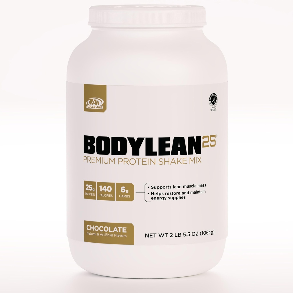 AdvoCare BodyLean25 - Olbaltumvielu pulveris ar sūkalu olbaltumvielu izolātu - atbalsta muskuļu ēka & A Lean Body - Piedāvā enerģijas atbalstu* - Šokolāde, 4.5 oz