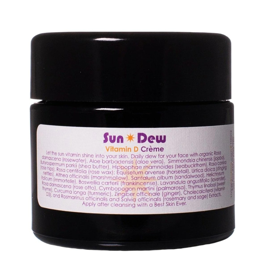 DZĪVESVIETAS - Organic Sun Dew Transdermal vitamīns D Crème ) Dabisks, Wildcrafted, Vegan Clean Beauty (3.38 un 100 ml)