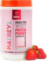 Natreve Whey Protein pulveris - 28g Grass-Fed sūkalu proteīns ar aminoskābēm, probiotikas un kolagēns - bez lipekļa zemeņu īskūkas, 18 Kalpo