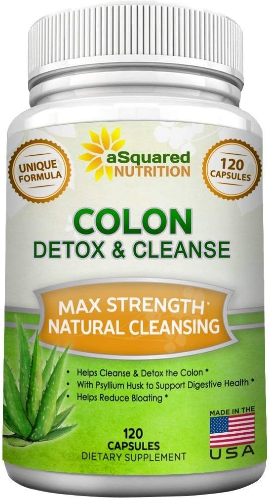 aSquared Uzturs Pure Colon tīrīt svara zudums - 120 kapsulas, Max spēks, dabas Colon Detox tīrītājs, Colon Cleansing Diēta papildinājums Blend for Digestive Health, Diēta tabletes vīriešiem un sievietēm