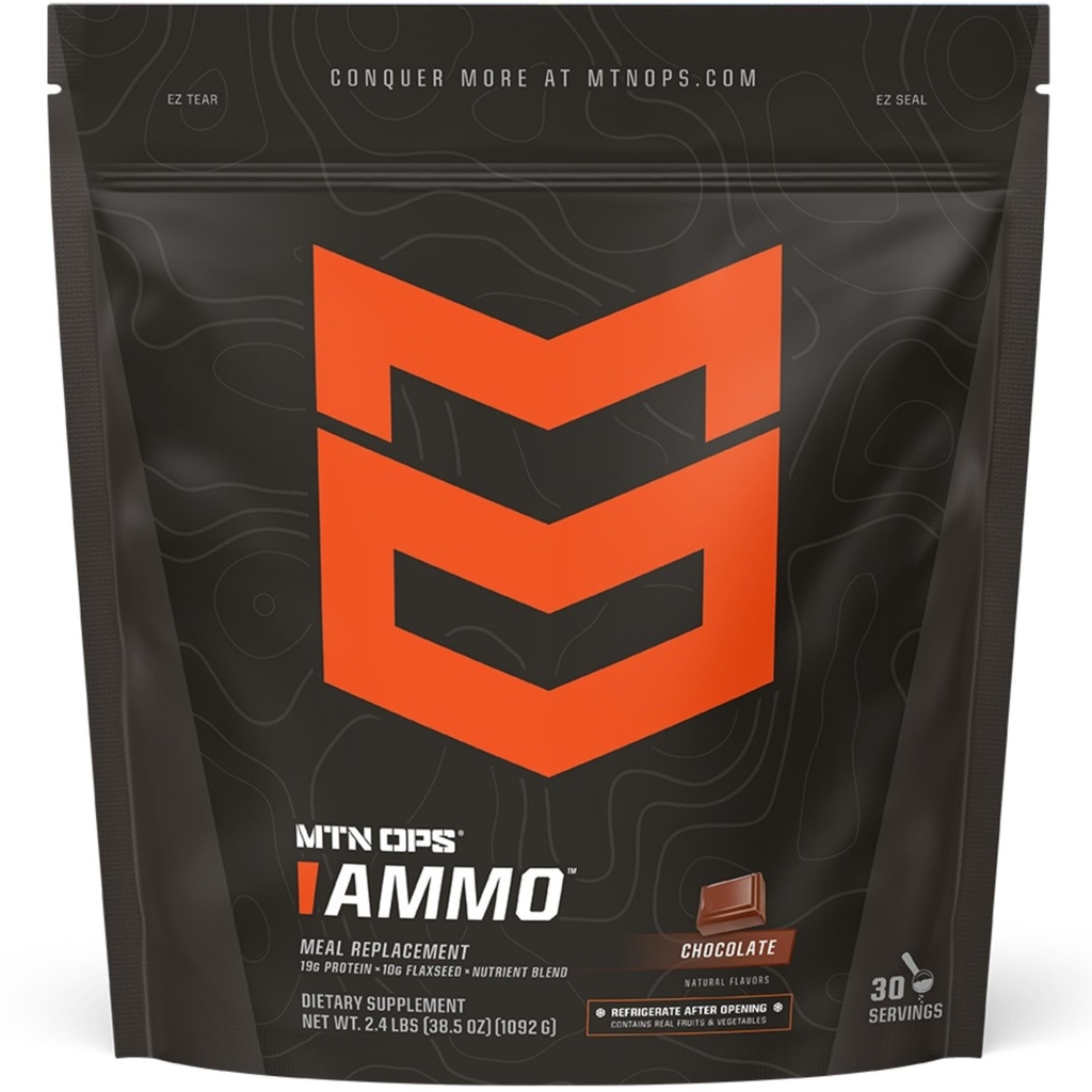 MTN OPS Ammo proteīna pulvera mizas aizstāšanas kratīšana Lean Muscle Building, Chocolate Flavor, 28 Servējumi