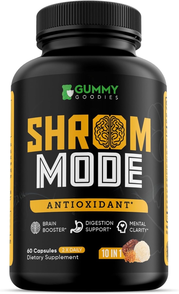 Organiskās sēnes papildinājums 10-in-1, Reishi, Lions Mane, Cordyceps, Chaga, Turkey Aste, Natural Imunical & Cognitive Health Boost, 60 Veggie kapsulas