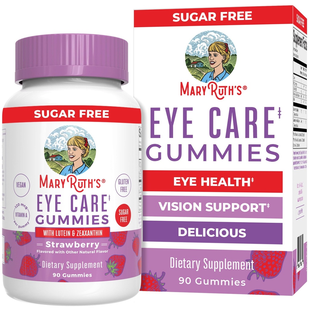 MaryRuth Organics Eye Care Gummies ; Acu veselība Vitamīni pieaugušajiem un bērniem; Luteīns un zeaksantīna papildinājumi; acis; Vegāns; Non-GMO; bez lipekļa; 90 Skaits