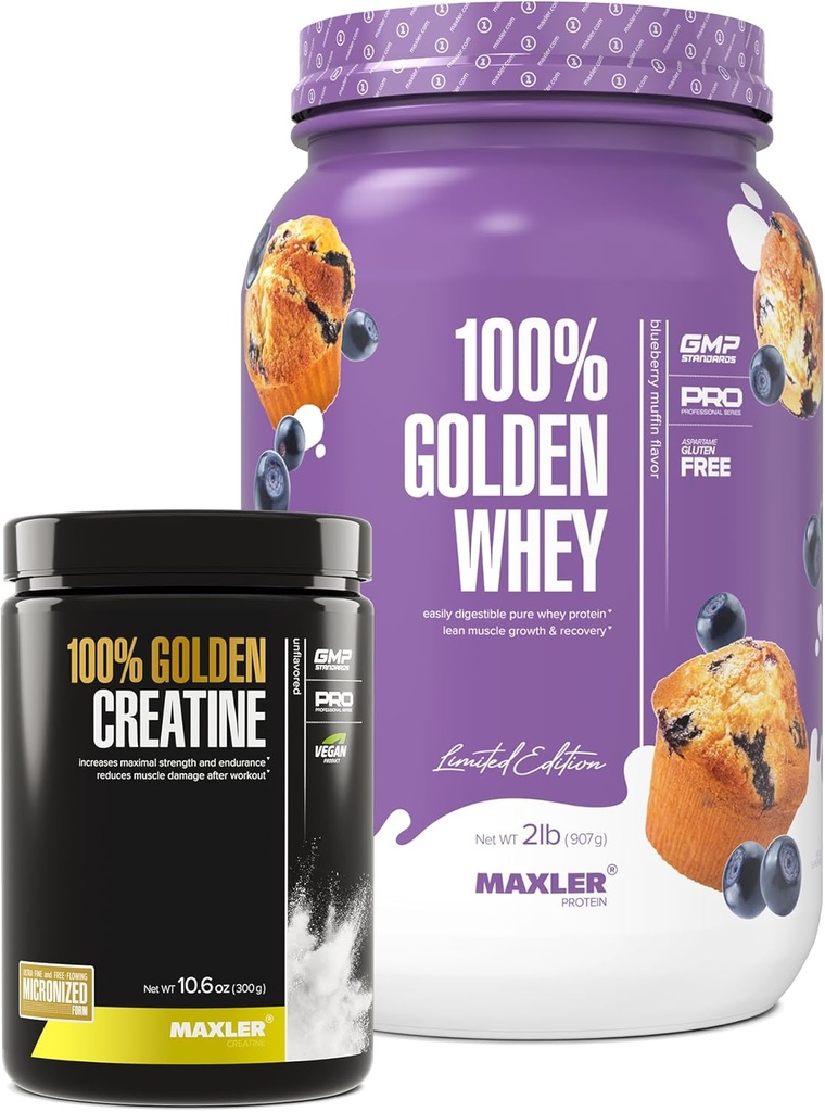 Makslers 100% Zeltains Sūkalas (Mellenes 2 lb) & 100% Zelta kreatīns (Unflavored 10,6 oz)