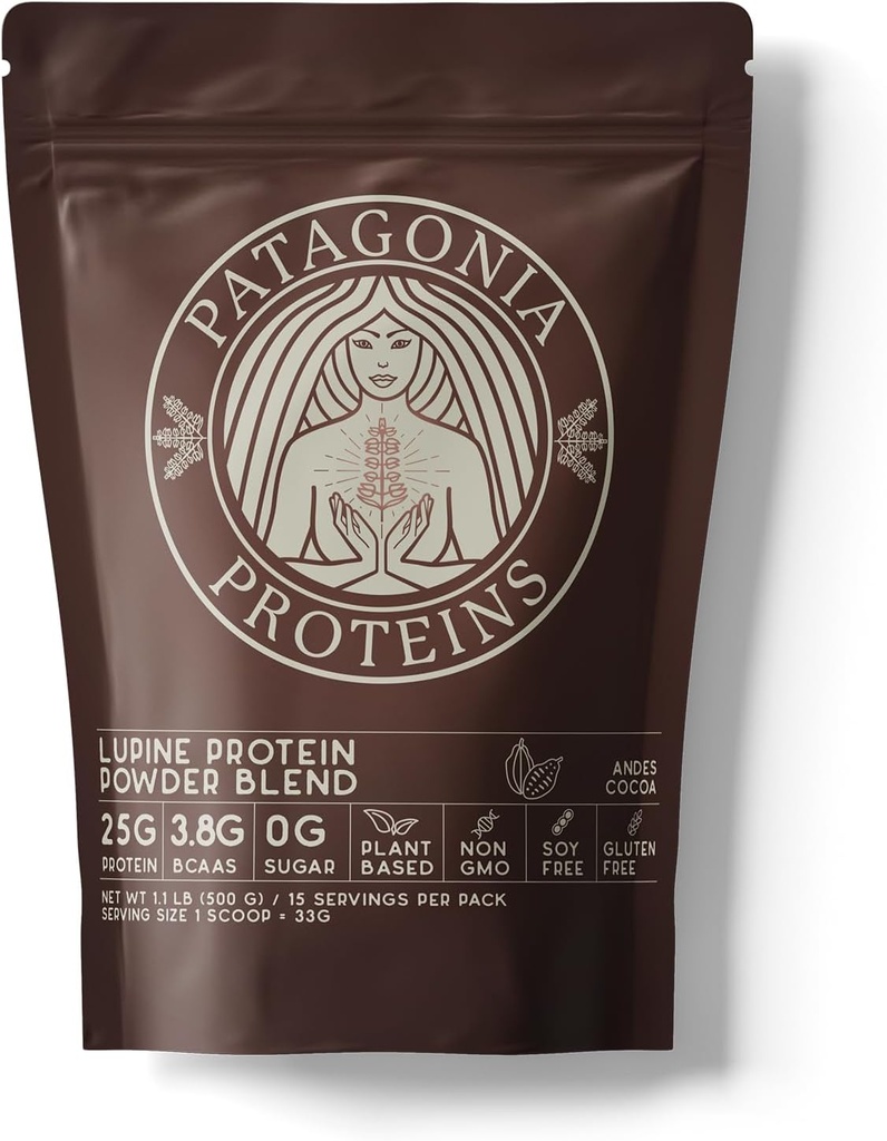 Vegāna proteīns, kas iegūts Patagonijā, 25g, 110 Cal, 3,8g BCAA, uz augiem balstīts, ne-GMO, bez cukura, bez sojas, bez lipekļa (Anes Cocoa, 15 Kalpojumi)