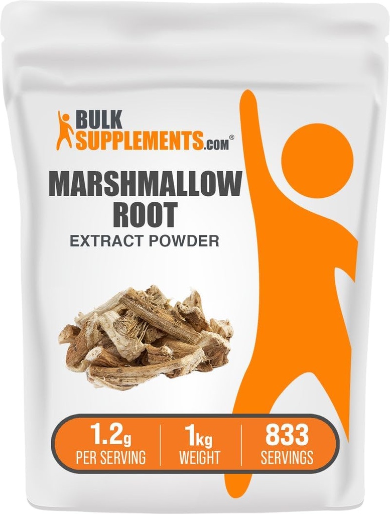 BulkSupplements.com Marshmallow Saknes ekstrakts Pulveris - Marshmallow Root Papildinājums, Herbal Papildinājums - bez lipekļa, 1,2g per Serving, 1kg (2,2 lbs) (1. iepakojums)