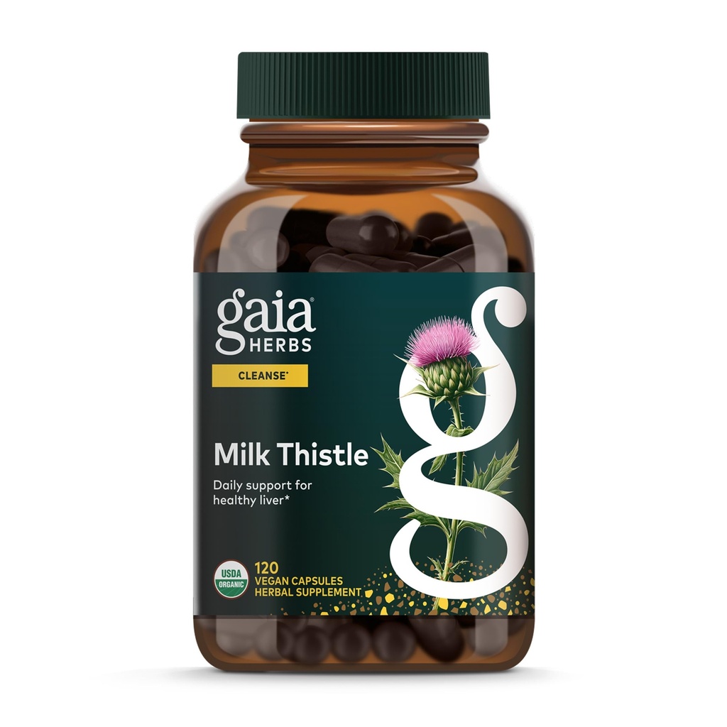 Gaia Herbs Milk Thattle - Aknu papildinājums un tīrīšana Atbalsts, lai palīdzētu uzturēt veselīgu aknu funkciju* - 120 Vegan kapsulas (40 dienu piegādes)