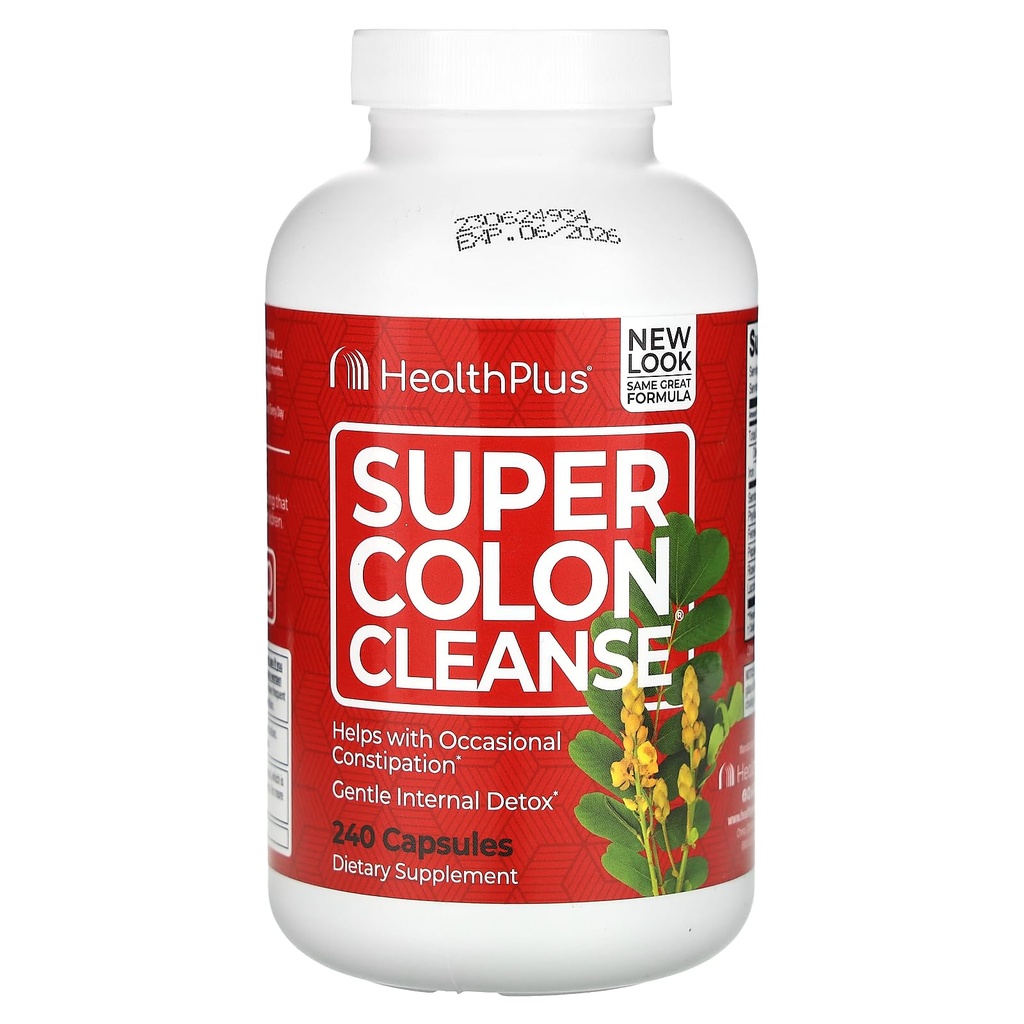 Health Plus Inc Super Colon tīrīt 530 mg 240 Kapsulas, iepakojums var atšķirties