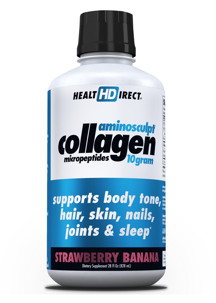 VESELĪBAS DIREKTĪVA – AminoSculpt Šķidrais kolagēns Mikropeptīdi – 28 FL Oz – 28 Servējumi – 10 Grams Premium Medical-Grade Šķidrais kolagēns sievietēm – zemeņu banānu
