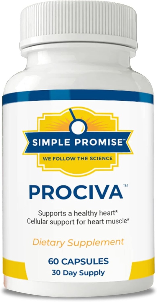 Vienkāršs solījums Prociva - Arjuna Bark ekstrakts Sirds veselības papildinājums ar folijskābi, vitamīnu D & Magnijs - Herbal Asinsspiediena Atbalsts & Veselīga sirds uzturēšana vīriešiem un sievietēm - 60 kapsulas