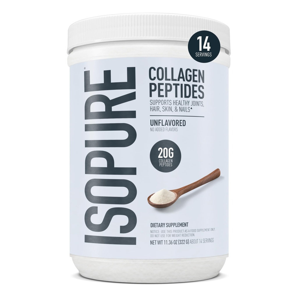 Izopure kolagēna peptīdi pulveris, veicina matu, nagu, ādas un locītavu veselību, ar C vitamīnu un biotīns, neflavored, 20g kolagēna peptīdi Per Servē, 11.36 Oz, 14 Kalpo (iepakojums May Vary)