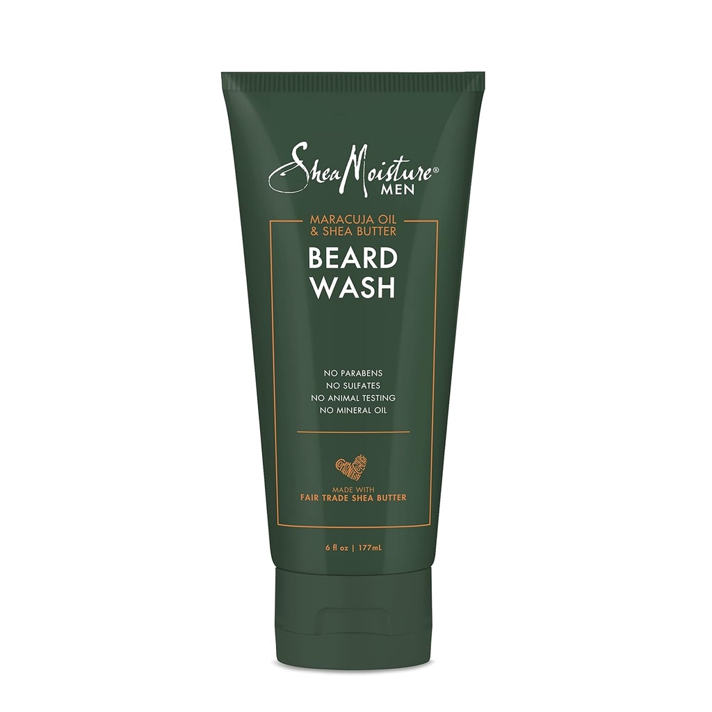 SheaMoisture Beard Mazgāt pilnu bārdu - Maracuja Oil & Shea Sviests, lai dziļi tīru un atsvaidzinošu - 6 oz