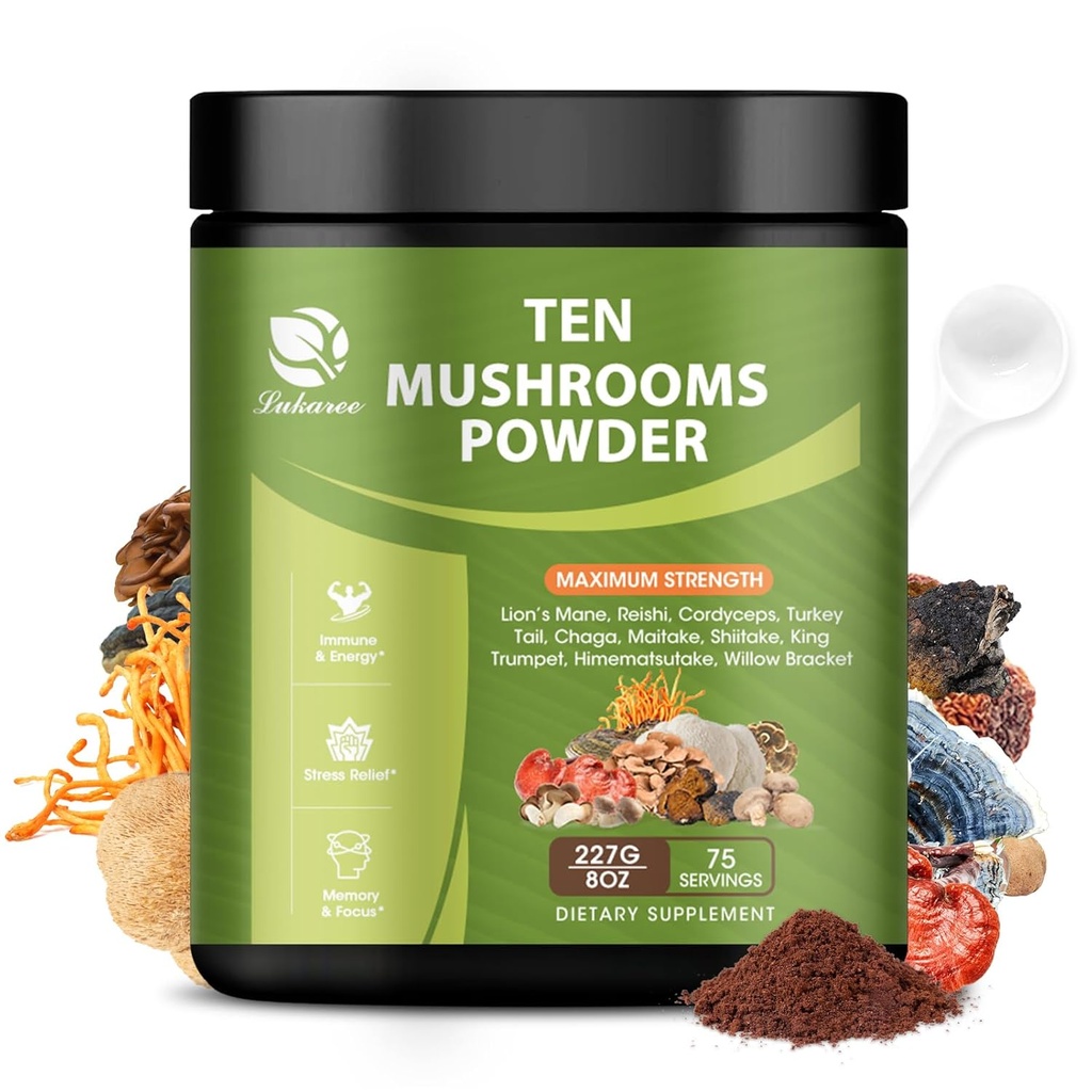 14 in 1 Sēņu pulveris kafijas vārīšanai, 8 oz Sēņu papildinājums ar Lions Mane, Chaga, Reishi, Turkey Aste, Cordyceps Sēņu ekstrakta pulveris, u.c., Sēņošana Imūnsmadzeņu enerģijai
