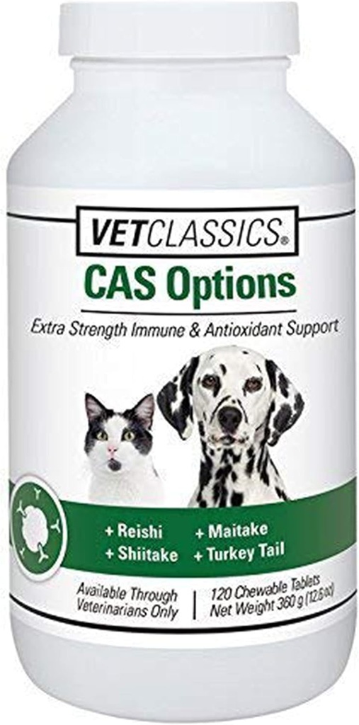 Vet Classics CAS opcijas Extra Strength Imūnais atbalsts suņiem, kaķiem – Pet Veselības Papildinājums, Suns Antioksidants aprūpe – Papildus-stiprība Suņu Papildinājums Formula – 120 košļājamās tabletes