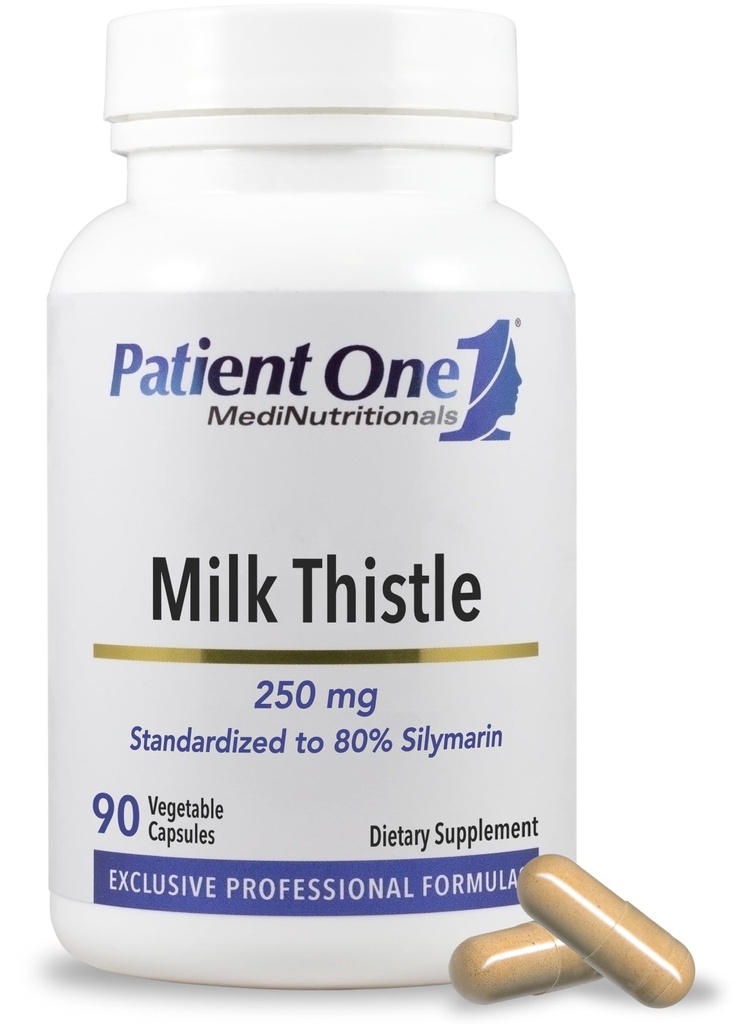 Pacients One Milk Thistle ekstrakts 250 mg    - Papildinājums, lai atbalstītu veselīgu aknu funkciju * - standartizēts līdz 80% Silymarin - 90 kapsulas