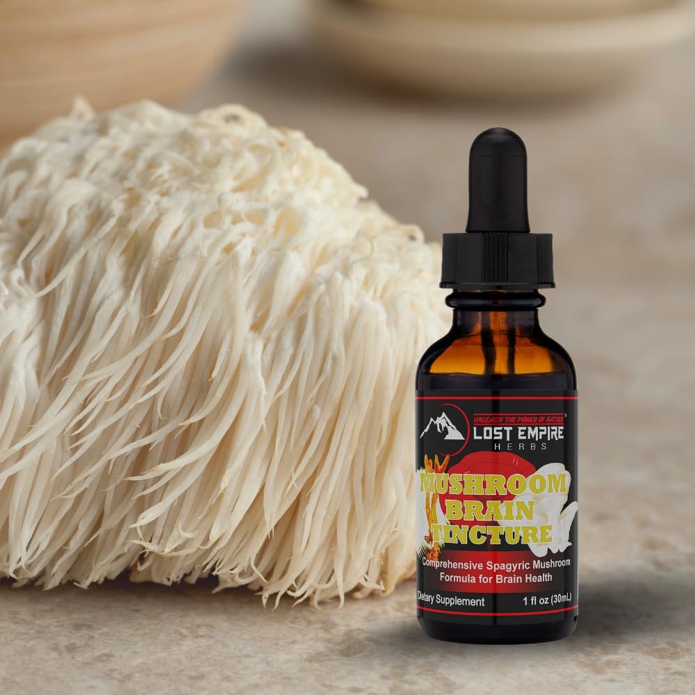 Zudušie impērijas augi Sēnes Smadzenes Spagyric Tincture )Dual Extract of Lion's Mane, Cordyceps, Reishi, Austeru Sēnes izziņas iegūšanai (1 fl oz)