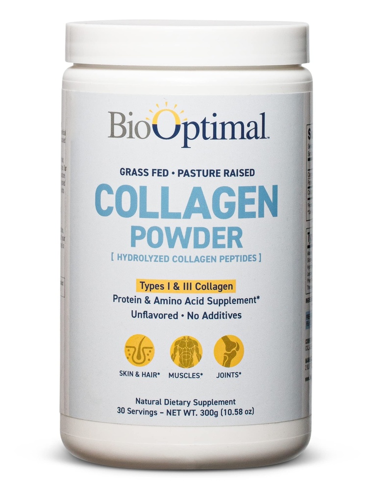 BioOptimal kolagēna peptīdi Pulveris - Grass-Fed, Ganības-Raised Hidrolizēts proteīns Papildinājums ādai, matiem, & Nagiem - Non-GMO, Nulle Cukurs Dienas Papildinājums vīriešiem un sievietēm (30 Kalpo)