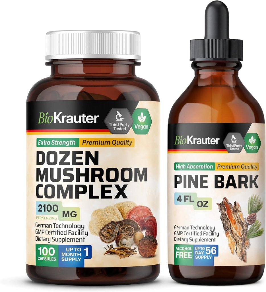 BIO KRAUTER Ducis Sēnes 100 Kapsulas un priedes Tinktūra 4 Fl. Oz.