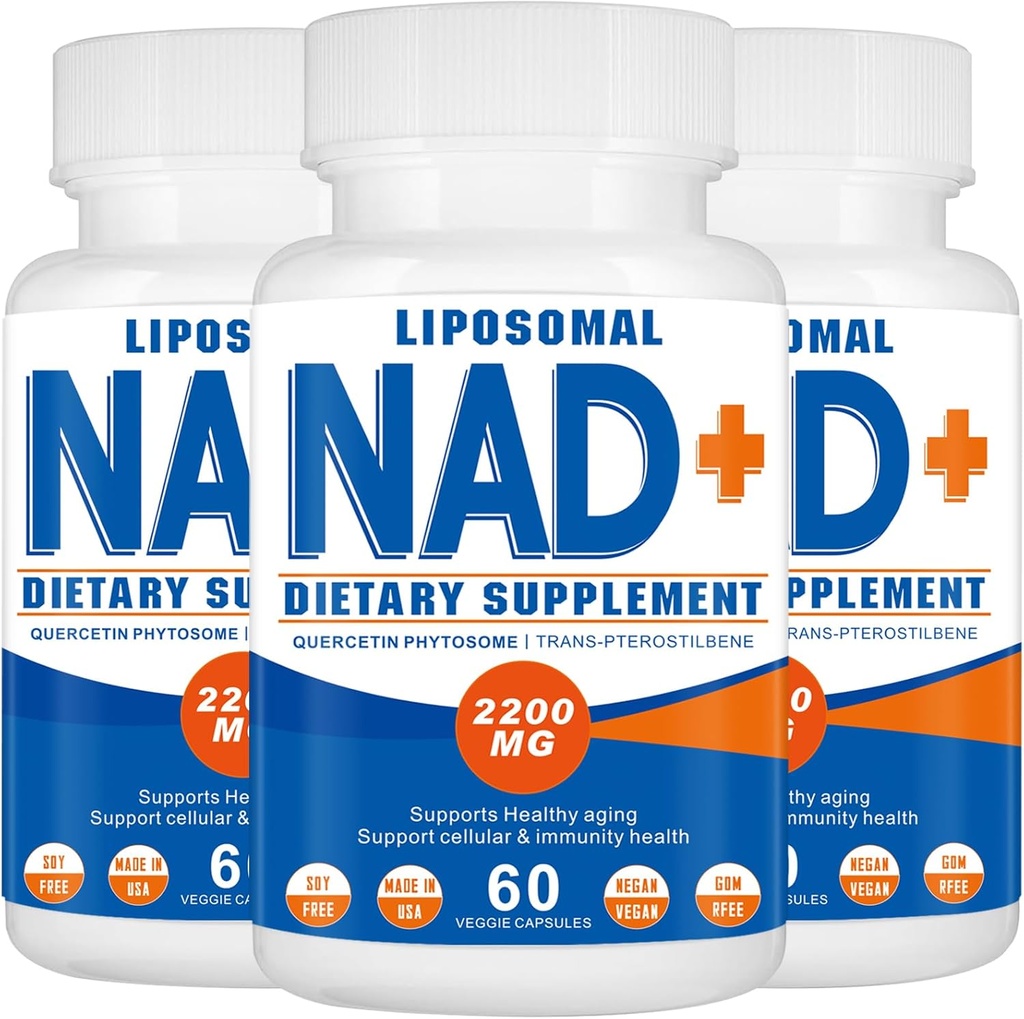 2200 mg Liposomālā NAD+ Papildinājums, NAD papildinājums šūnu enerģijai, novecošanās Defese,180 kapsulas