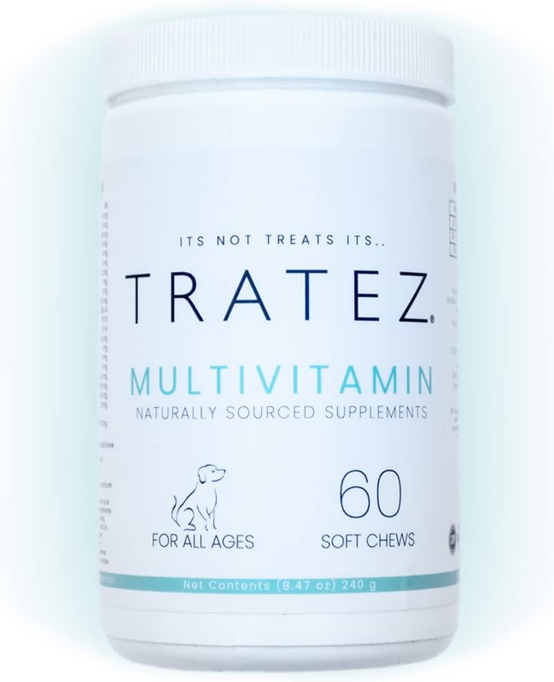 Multivitamīnu Papildinājums suņiem, 60 Soft Chews ar 25 Essential Vitamīni un Nutrients, Advanced Formula Premium atbalstu ādas un apvalki, Hip un locītavu mobilitāti un uzlabotu gremošanas