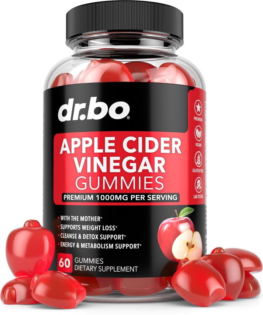 ACV Apple Cider Etiķis Gummies - dabas atbalsts Advanced svara zudums, Detox, tīrīšana, gremošanas Plus Gummies veselība - ACV Gumies Papildinājumi ar 1000MG Apple Cider Etiķis Gummy ar māti