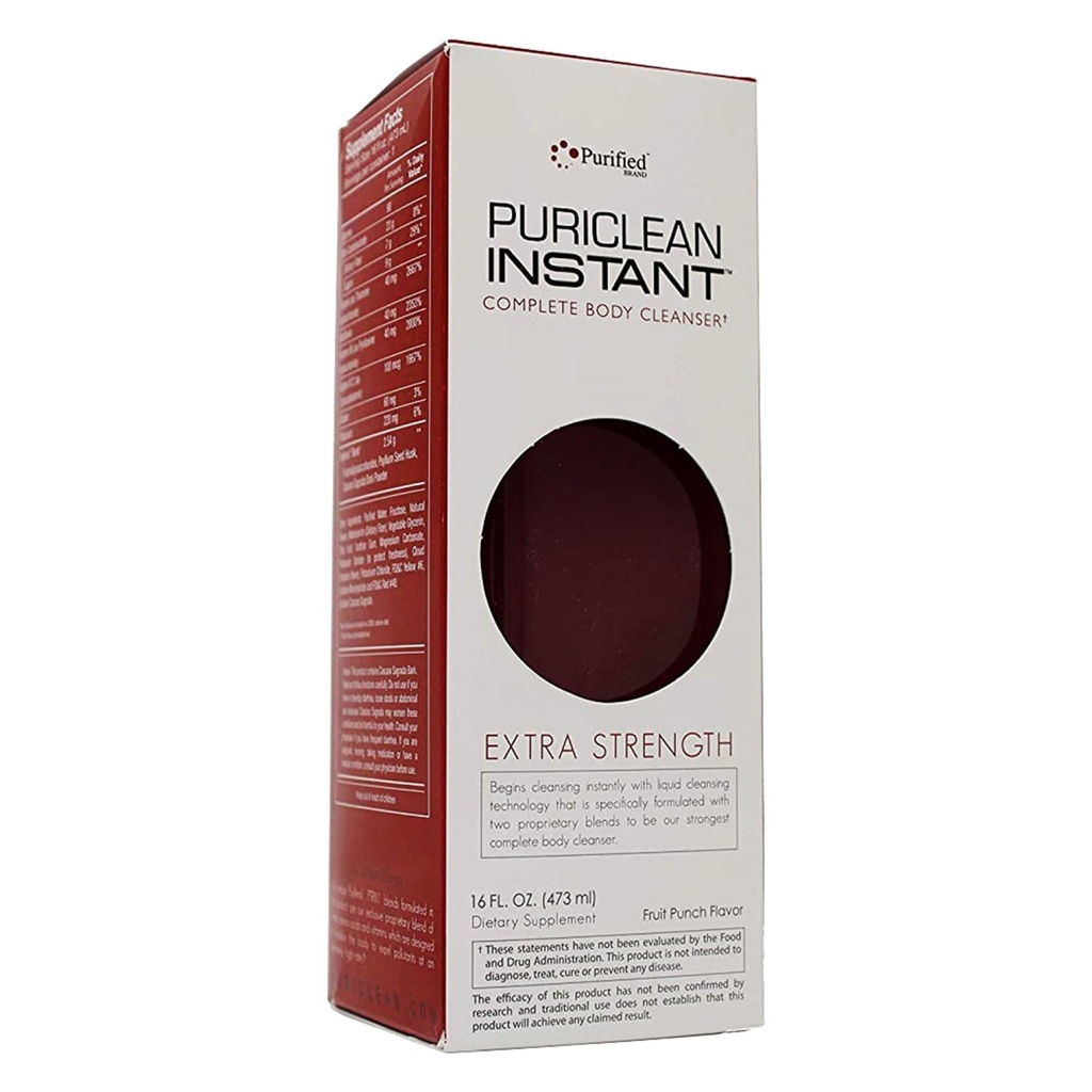 Wellgenix Puriclean Instant Complete Body Cleanser, 16 Fl Oz Fruit Punch, Premium Extra Strength Zāļu tīrīšana Detox Dzēriens, Viena stunda Detox atbalsta papildinājums