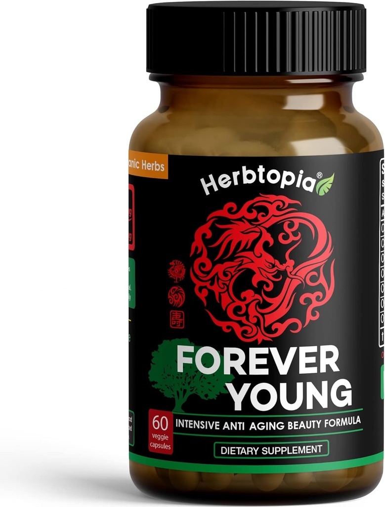 Forever Young Longevity papildinājums immunity, Anti Gray Hair, Telomere Pagarināšana & Happy Mood w/Ginseng, Astragalus, Lions Mane, Reishi Mushroom, Codonopsis