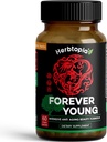 Forever Young Longevity papildinājums immunity, Anti Gray Hair, Telomere Pagarināšana & Happy Mood w/Ginseng, Astragalus, Lions Mane, Reishi Mushroom, Codonopsis