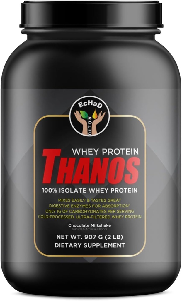 EcHAD WHEY Protein Thanos - 100% Izolāts sūkalu proteīns, Šokolādes Milkshake Flavor, 907 G (2 LB) - Diētiskā papildinājums