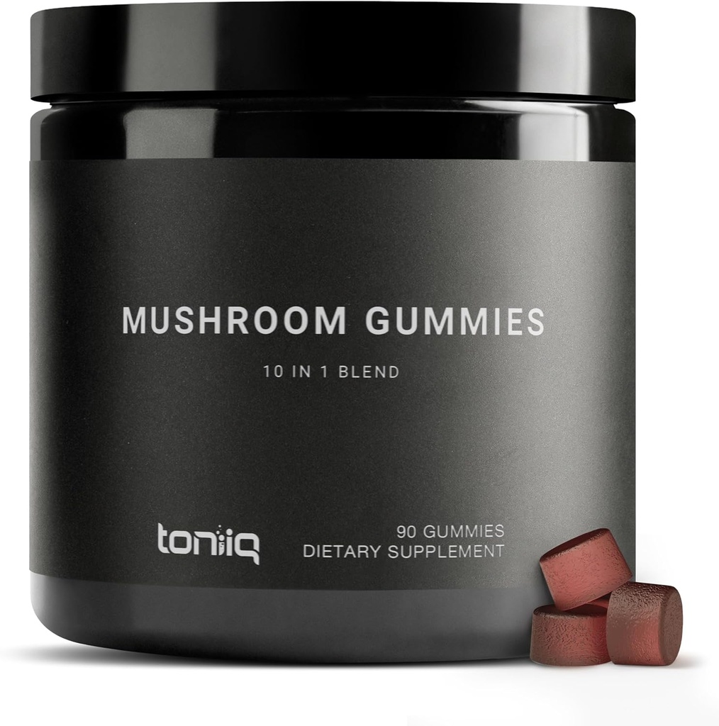 Sēnes Gumijas - Ultra High Potence 10:1 Ekstrakts ar Lion’s Mane, Chaga & Reishi - spēcīgs 10-Mushroom Blend - trešās puses Lab pārbaudīts - 90 Gumijas