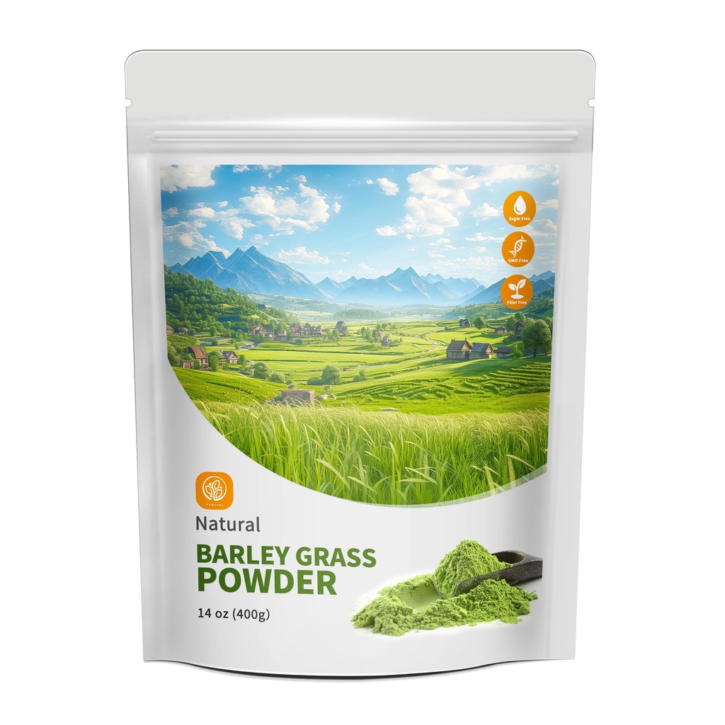 Hudetex Mieži Sulu pulveris 14 oz - 100% Pure Kviešuzāļu pulveris, atbalsta sirds un asinsvadu, aknu un gremošanas funkcijas, Vegan, No Maltodekstrīns un cukurs.