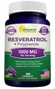 aSquared Nutrition Natural Resveratrol ar sarkanvīna ekstraktu - 180 kapsulas - Trans Resveratrol Antioksidantu Papildinošas tabletes tīrai sirds veselībai - Papildus Stiprums Trans-Resveratrol